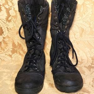 Vintage Route 66 faux suede convertable Women's high low boots.